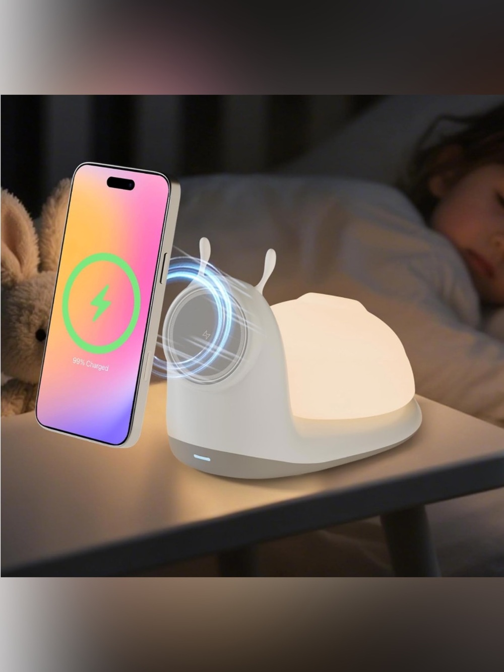 Snail-Shaped Wireless Charging Stand with Night Light